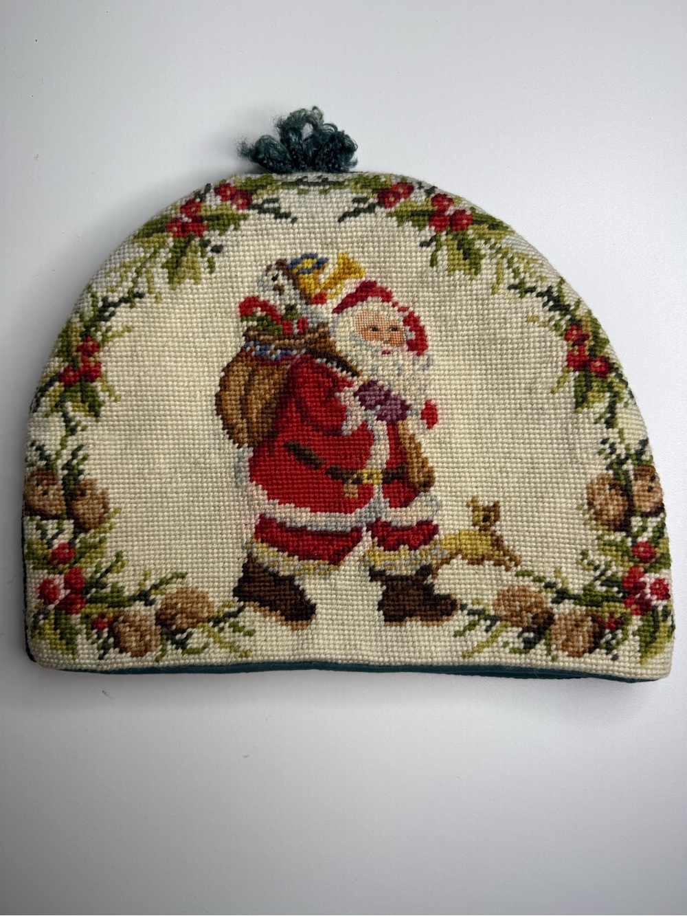 Vintage Needlepoint Christmas Tea Cozy / Toaster Cover